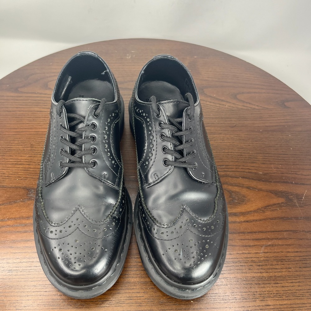 Dr Martens Oxford 3989 Shoes Men 6 Black Leather Smooth Wingtip Brogue Derby W7 - Picture 10 of 16